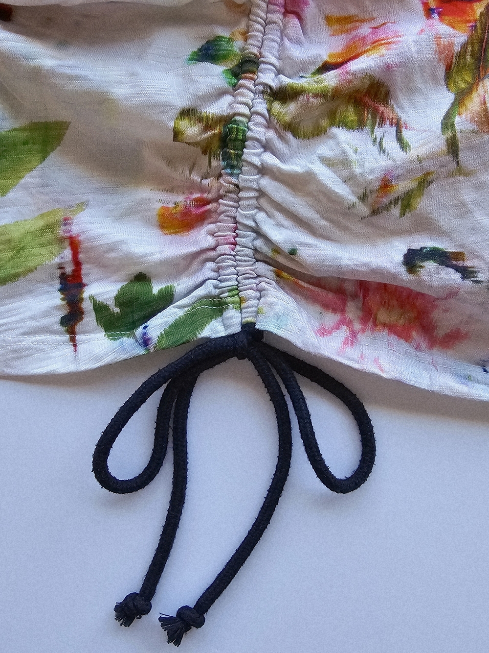 Pam & Gela Summer Floral Printed 100% Cotton Dress Drawstring Tie Hem Size M - Picture 5 of 6